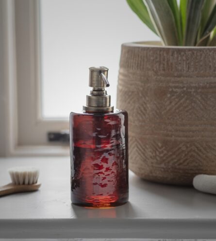Nkuku Ilcoso Recycled Hammered Glass Soap Dispenser - Amber